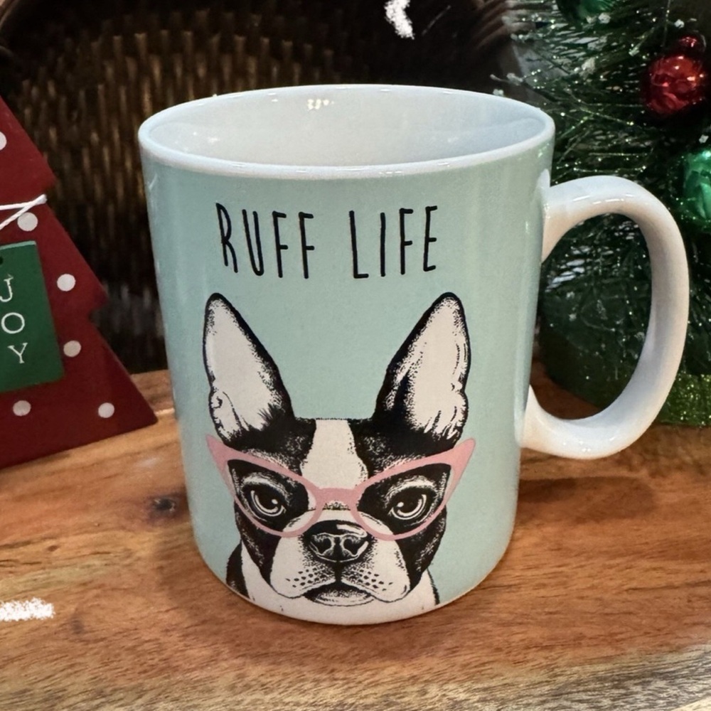 Ruff Life French Bulldog Dog Frenchie puppy lover Mug pink glasses